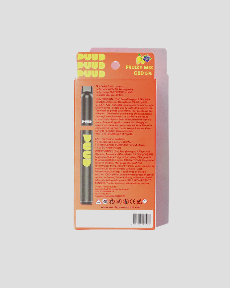 puff cbd rechargeable sans nicotine puuud fruizy mix