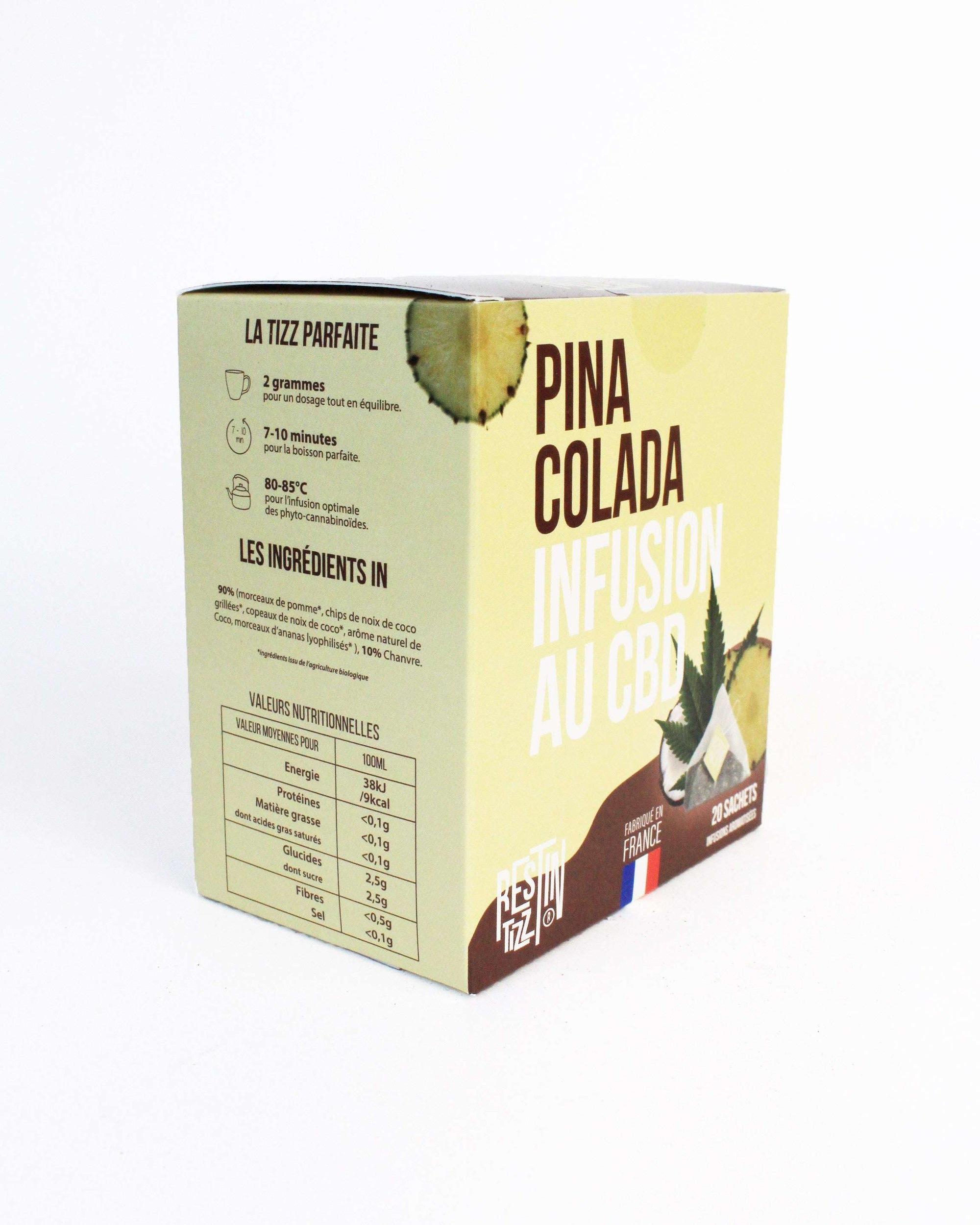 infusion cbd pina colada rest in tizz en sachets individuels