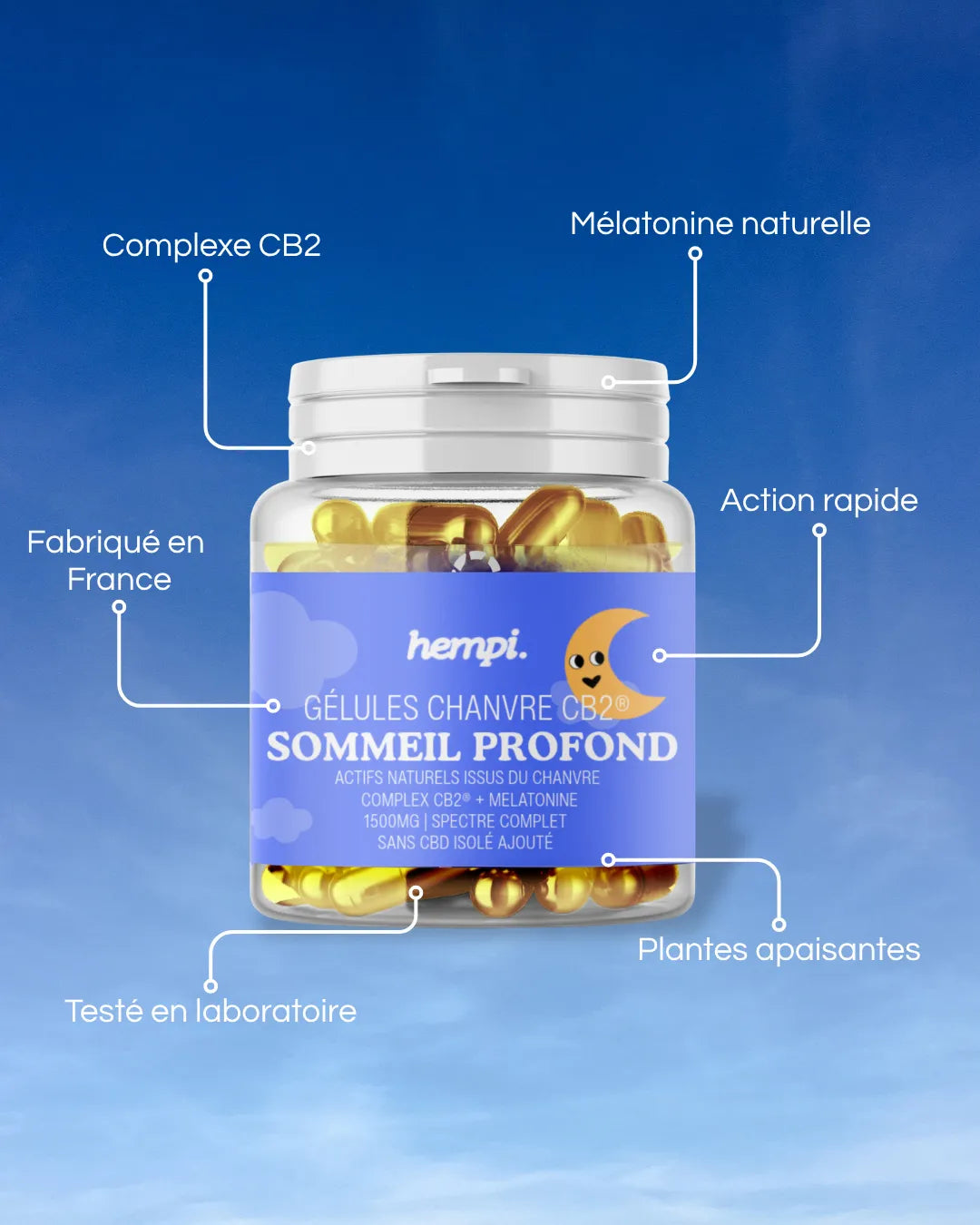 Gélules CBD « Sommeil Profond », Complexe CB2® 1500 mg et mélatonine