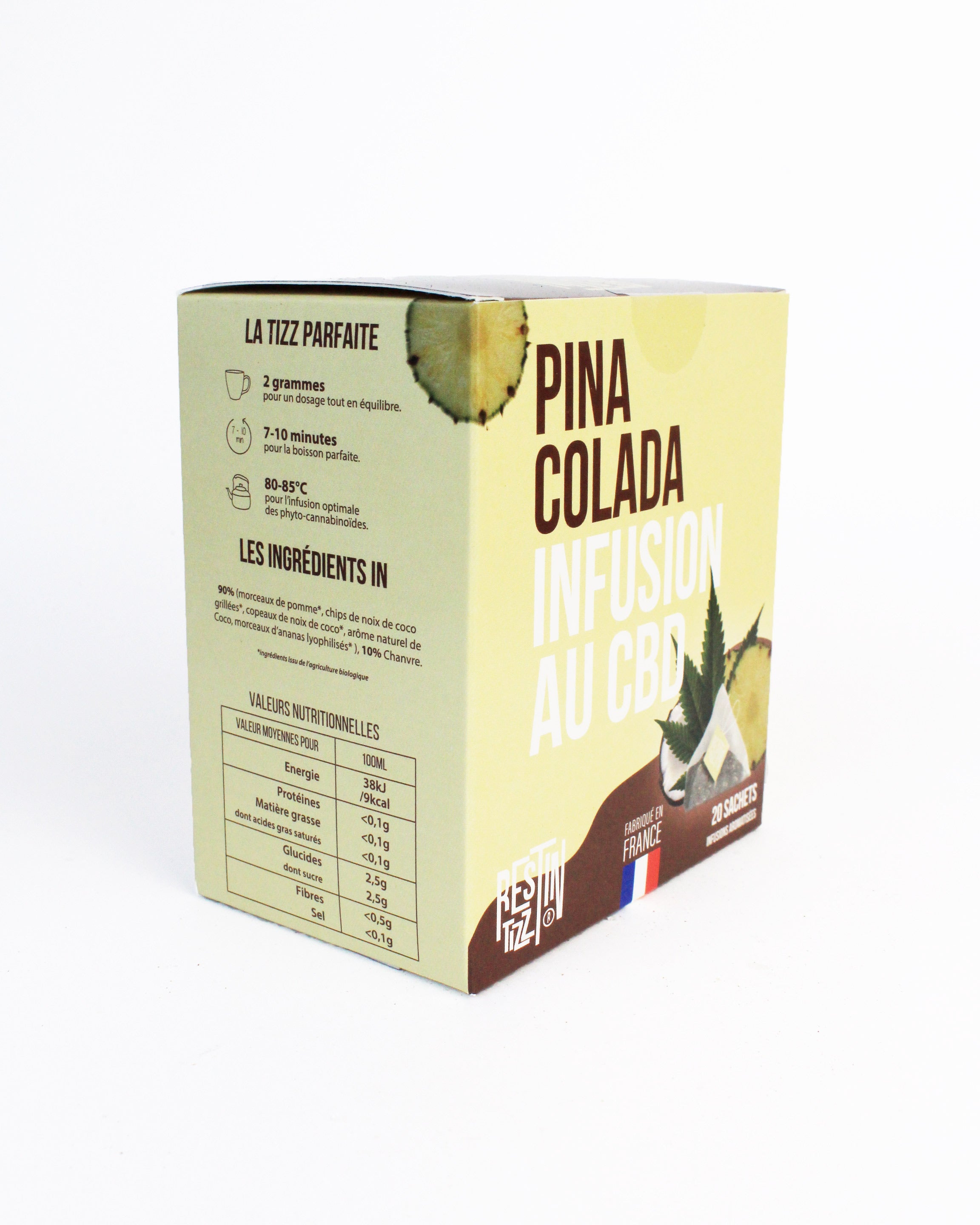 infusion cbd pina colada rest in tizz en sachets individuels